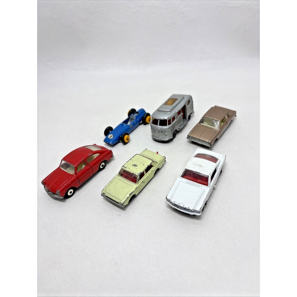 Vintage Matchbox Lesney Diecast Lot Of 6 England Mustang Cortina Corsair Camper